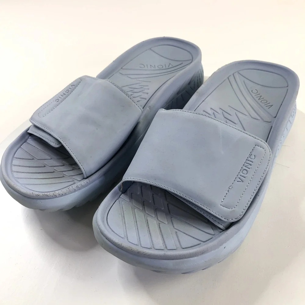 Vionic Rejuvenate Men 11.5 Recovery Slip On Orthotic Navy Comfort Slide Sandals